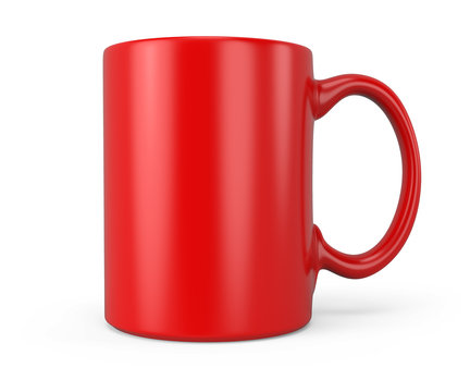 Red tea or coffee mug side view
