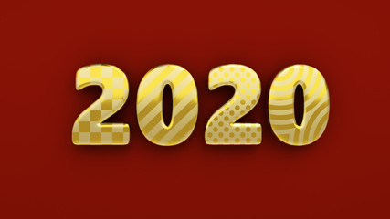New 2020 year gold figures with different patterns