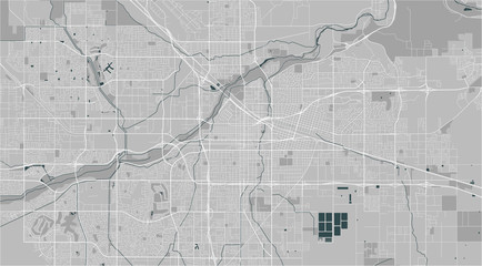 map of the city of Bakersfield, USA