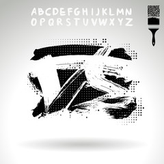 Black brush stroke and texture. Grunge vector abstract hand - painted element. Underline and border design.