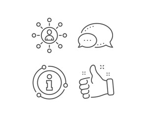Business networking line icon. Chat bubble, info sign elements. Teamwork or Human resources sign. Linear networking outline icon. Information bubble. Vector