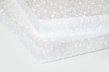 Styrofoam sheet on a white background. polystyrene