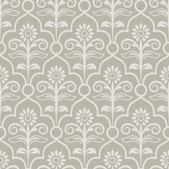 Fototapeta na wymiar Seamless light beige and white floral wallpaper