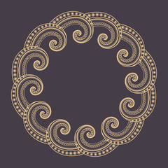 Gold round floral frame
