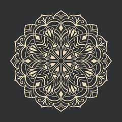 Black and white round floral element