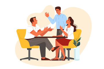 Group of business people at work, office meeting.