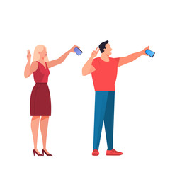 Man and woman with mobile phone. Female and male
