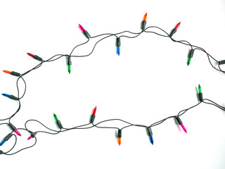 Christmas lights ornaments isolated on white background