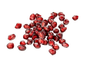 Pomegranate seed pile isolated on white background cutout