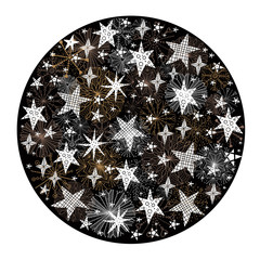 Christmas ball of snowflakes and stars. Magical christmas motif.