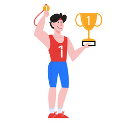 Fototapeta premium Vector illustration in flat style of professional athlete