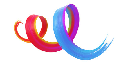 Obraz premium Colorful 3D brush paint stroke swirl