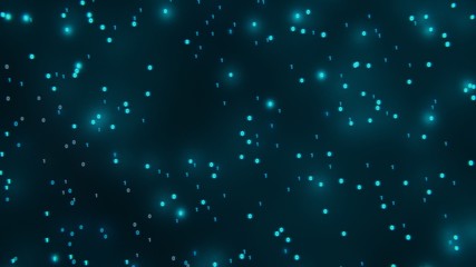 Glow point digitally generated image of blue light and stripes moving fast over black background