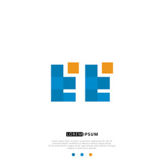 Fototapeta premium EE E E Logo Monogram with Blue and yellow Colors. modern letter logo design