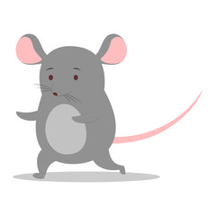 Cute Christmas rat. Animal character holding festive stuff.