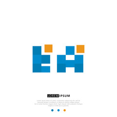 EA E A Logo Monogram with Blue and yellow Colors. modern letter logo design