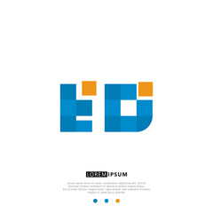 ED E D Logo Monogram with Blue and yellow Colors. modern letter logo design