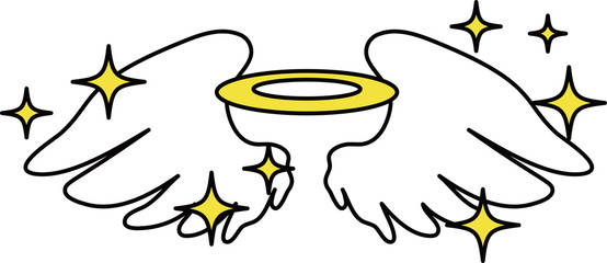 Cute Angel wings with angel ring and glitter