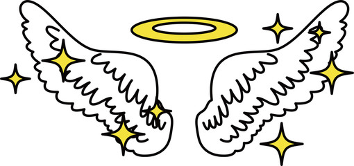 Cute Angel wings with angel ring and glitter