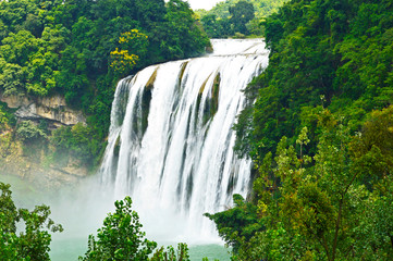 China Guizhou Huangguoshu Waterfall in Summer. One of the largest waterfalls in China and East Asia,