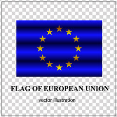 Bright banner with flag of European Union. Happy Europe day banner. Bright illustration button with transparent background.