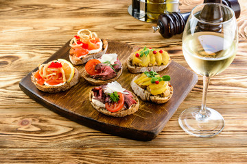 Bruschetta or authentic traditional Spanish tapas