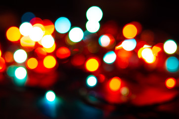 Blurry lights. Garland lights are blurry. Defocus.
