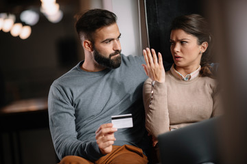 Couple having money problem. Unhappy couple. 