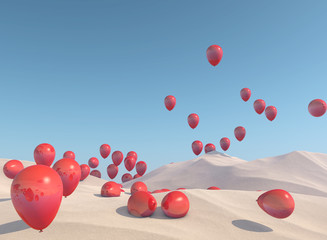 Wüste mit Luftballons