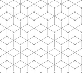 Punkte und Linie, graues geometrisches Muster. Geometrisches nahtloses Muster des Vektors eingeschlossen im Muster.