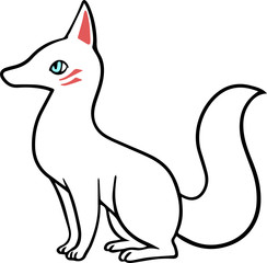 青目の白い狐のイラスト_模様付き