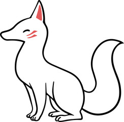 目を閉じた白い狐のイラスト_模様付き
