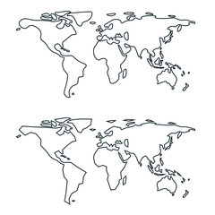 Simple doodle stylized world map.