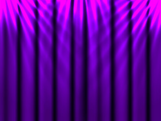 Vector illustration. Purple closed curtains background with rays of light