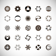 Abstract Circle Icon Set. Vector Isolated On Gray. Abstract Circle For Company Symbol, Dot Logo, Technology Icon And Element Design.Creative Circle Icons For Dot And Tech Logo. Abstract Round Template