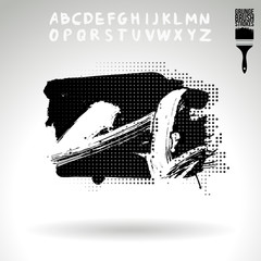 Black brush stroke and texture. Grunge vector abstract hand - painted element. Underline and border design.