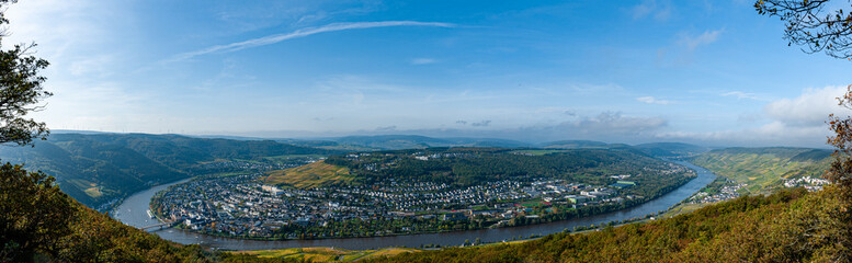 Panorama of the River Moselle, Germany, from the hills above Bernkastel-Kues