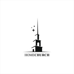 Black silhouette church , chapel ,temple for logo House of worship