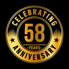58 years anniversary celebration logo template. Fifty-eight years vector and illustration.