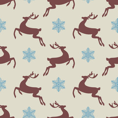 Seamless pattern with silhouette of deer