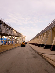 Road construction. Mining and processing plant. Sylvinite mining. Petrikov District, Republic of Belarus.