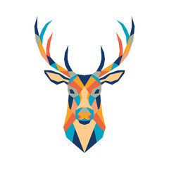 Geometric polygonal deer. Abstract colorful animal head. Vector illustration.	