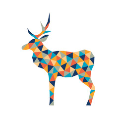 Geometric polygonal deer. Abstract colorful animal. Vector illustration.	