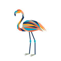 Geometric polygonal flamingo. Abstract colorful tropical bird. Vector illustration.	
