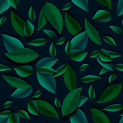 Pattern with green 3d leaves