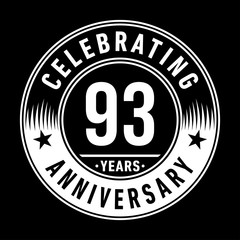 93 years anniversary celebration logo template. Ninety-three years vector and illustration.