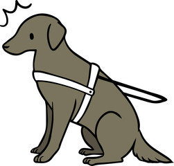 黒い介助犬のイラスト_驚いた顔
