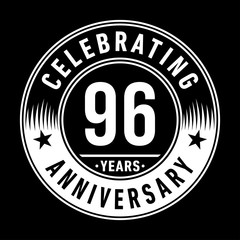 96 years anniversary celebration logo template. Ninety-six years vector and illustration.
