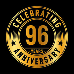 96 years anniversary celebration logo template. Ninety-six years vector and illustration.