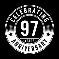 97 years anniversary celebration logo template. Ninety-seven years vector and illustration.